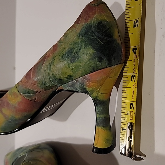 Bellini Tamesis heels 8M embossed soft leather bright green pink floral print - Picture 5 of 8